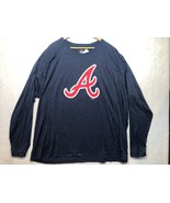 Atlanta Braves Long Sleeve Shirt MLB Baseball Logo Navy Blue Adult Large... - $367.05 MXN