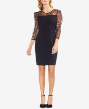 Vince Camuto Womens Embroidered Mesh-Sleeve Dress Color Black Size XS - $100.62