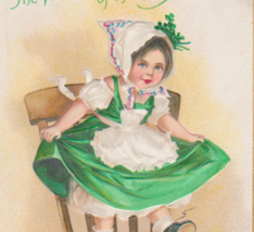 BARGAIN U/S Clapsaddle Lass Dancing on Chair Antique St. Patrick&#39;s Day Postcard - £2.70 GBP