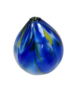 Hand Blown Stretch Art Glass Yellow Cobalt Blue Bud Vase Clear Rainbow S... - $879.46 MXN