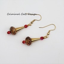 Gold Cone Earrings with Swarovski Crystal handmade image 5