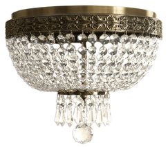Royal Designs Flush Mount Ceiling Light, Antique Brass Finish, 2 Lights, Round C - £111.07 GBP