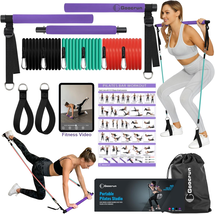 Portable Pilates Bar Kit with Resistance Bands for Men and Women - 3 Set... - $19.64
