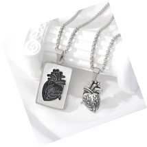 Puzzle Couple Anatomical Heart Pendant Necklace Ring for Hip - £49.84 GBP