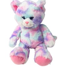 Build A Bear Plush Pastel Swirl Tie-dye Kitty Cat Pink Purple Aqua Blue 16&quot; - £20.28 GBP