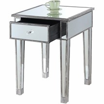 Convenience Concepts Gold Coast One-Drawer End Table in Mirrored Glass - £164.56 GBP