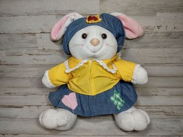 Papel Freelance Polly Patches Bunny Rabbit Plush w/ Patchwork Denin Dress Easter - £6.17 GBP