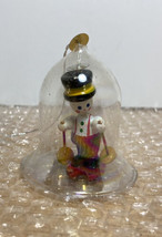 snowman sking glass and wooden bell ornament Taiwan Rare Gift Box vintage - $13.42