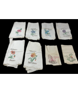 Vintage Days of the Week Tea Towels Set Lot 8 Shop &amp; Church Day Embroidered - $63.62 CAD