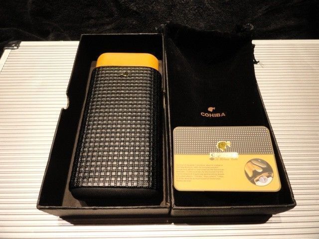 Black &amp; Gold Leather with wood holders for cigars - $85.00