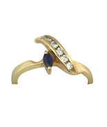 14k Yellow Gold Marquise Sapphire And Diamond Wrap - £99.75 GBP