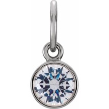 Sterling Silver 4mm Round Cubic Zirconia April Birthstone Charm - $95.00