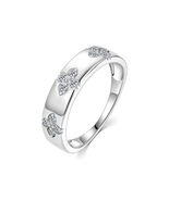 S925 Sterling Silver Rhodium Plated VVS Moissanite Wedding Ring, Engagem... - $77.00