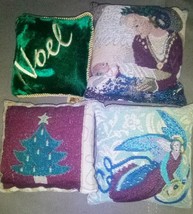 4 Small Christmas Pillows Home Decor - £14.17 GBP