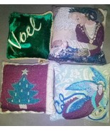 4 Small Christmas Pillows Home Decor - £14.26 GBP