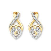 0.30CT Simulated Diamond 14K Yellow Gold Plated Double Heart Stud Earrings - £51.54 GBP