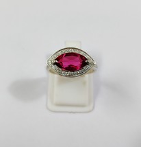 Naturel 2 CT Marquise Coupe Ovale Rouge Rubis Gemstone Ring 925 Bague en Argent - £65.74 GBP
