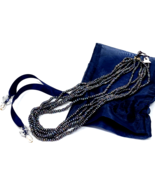 Boutique Indigo Blue Multi-Strand Cultured Pearl Bead Choker Necklace - $28.08 CAD