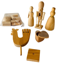 Lot of Unfinished Wood Pieces to Paint Nutcracker Heart Box Rooster Ladi... - £15.58 GBP