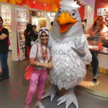 Silver Tandoori Chicken mascot costume character dressed with a Mom Jeans and Ne - £1,041.35 GBP