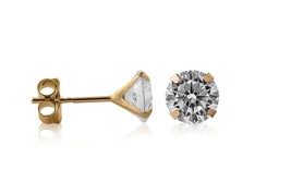 14k Yellow Gold Martini Push Back Created Diamond Earrings 1.00CT/5mm - £27.68 GBP