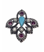 Signed Sarah Coventry Brooch Imperial Collection Antiqued Silvertone Tur... - £15.88 GBP