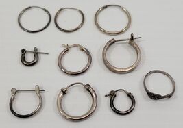 *B9) Mixed Lot of 9 Piece Junk Drawer Jewelry Sterling Silver Earrings Ring - $24.74