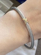 Previously Used David Yurman x bracelet  4mm Bracelet With 18K Gold  LARGE  - £221.17 GBP