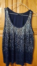 Apt 9 Women&#39;s Sleeveless Tank Top Blouse Size XL Silver to Blue Sequins Gradient - £18.20 GBP