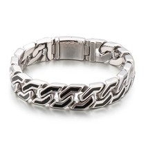 15mm Cuban Bracelet Men Stainless Steel 316L With Black Resin Trendy Bangle - £28.84 GBP