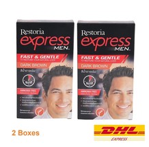 2x Restoria Express Men Restoring Hair Cover Grey Dark Brown Styling Color Cream - £27.96 GBP