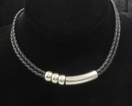 UNO DE 50 925 Silver - Vintage Shiny Smooth Leather Rope Chain Necklace - NE3247 - £72.42 GBP