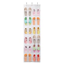 [Pack of 2] Over the Door Shoes Rack 24-Pocket Crystal Clear Organizer 6-Laye... - £28.67 GBP