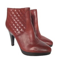 Isaac Mizrahi Live Womens Selena Red Leather Quilted Ankle Boots Shoes Size 7.5M - £25.23 GBP