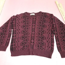VINTAGE Jonathan Chase Sweater Men Large Purple Stripe Crewneck Pullover... - £29.52 GBP