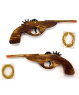 6 SOLID WOOD ELASTIC SHOOTING LONG BARREL GUN 12 IN rubber band shoot to... - £18.64 GBP