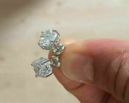 Mens Ladies 2Ct Lab-Created Diamond Screw Back Stud Earrings 14k White Gold Over - £71.17 GBP