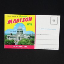 Madison Wis 1957 Scenic Folder 14 Views Color Main St Capital  Souvenir ... - $217.19 MXN