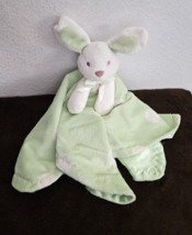 Blankets and Beyond Bunny Rabbit Baby Security Blanket Green White Polka... - $23.27