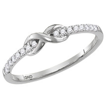 14kt White Gold Womens Round Diamond Infinity Knot Stackable Band Ring 1/10 Cttw - £171.85 GBP