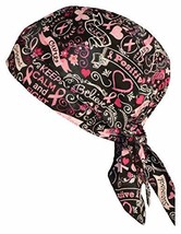 Pink Ribbon Butterfly Flydanna Headwraps Womens Skull Cap Doo Rag Fun Co... - £10.21 GBP