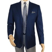 Men's Soft Wool Sport Coat English Plaid Window Pane 556-4 Navy Blue Renoir image 2