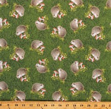 Cotton Hedgehogs Mushrooms Cute Green Grass Fabric Print by the Yard D766.68 - £24.37 GBP