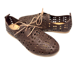 MIZ MOOZ WOMEN'S PERFORETED LEATHER FLATS LACE UP BROWN  37EU / 7US  # T-44 - $29.95