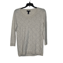 Gap Sweater Size Small Oatmeal Heather With Beaded Diamond Pattern Womens - £11.24 GBP