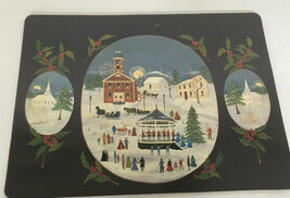 Vintage winter holiday church  scene paper cardboard  8 matching placema... - $370.92 MXN