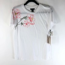 Halogen Womens T Shirt Top Mama Floral Crew Neck Short Sleeve White M - £7.66 GBP