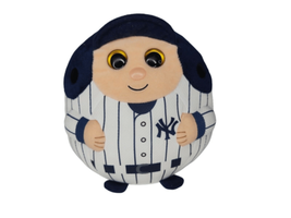 NY Yankees Baseball Plush 8” Blue Striped Polyester Beanie MLB Ball 2013 Ty - £7.72 GBP