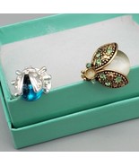 2 Vintage Style LADYBUG Pins Rhinestone  - $32.57 CAD