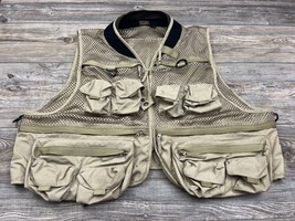 Fieldline Fly Fishing Vest Men&#39;s XL Size Mesh Pockets Khaki Angler&#39;s - £17.05 GBP